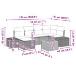 vidaXL Canapé de jardin 7 pièces avec coussins Noir Rotin Polyester