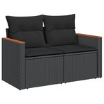 vidaXL Salon de jardin avec coussins 13 Pièces noir résine tressée