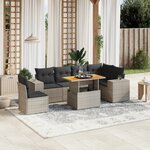 vidaXL Salon de jardin avec coussins 7 Pièces gris résine tressée