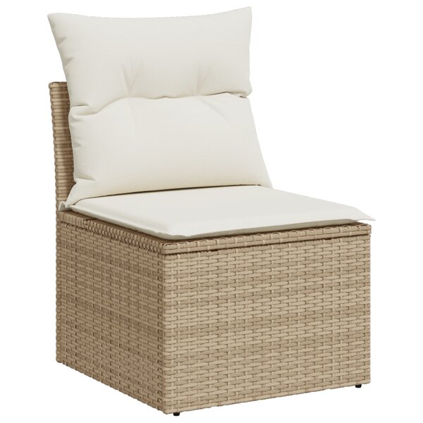 vidaXL Ensemble de canapé de jardin 7 pièces avec coussins Beige Poly Rotin Acacia
