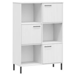 vidaXL Bibliothèque avec pieds en métal Blanc 90x35x128 5 cm Bois OSLO