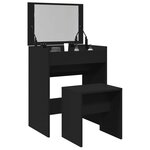 vidaXL Coiffeuse et tabouret noir 60x40x113 5 cm