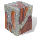 vidaXL Tabouret Bois de teck massif et résine