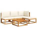 vidaXL Salon de jardin avec coussins 5 Pièces Bois d'acacia solide