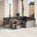 Set de canapé de jardin vidaXL de 12 pièces avec coussins gris poly rotin acacia
