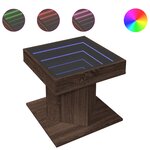 vidaXL Table basse avec LED chêne marron 50x50x45 cm bois d'ingénierie