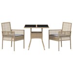 vidaXL Ensemble de salle à manger de jardin 3 pièces Beige Poly Rotin