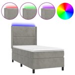 vidaXL Sommier à lattes de lit matelas LED Gris clair 90x190cm Velours