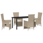 vidaXL Ensemble de salle à manger de jardin 5 pièces avec coussins Beige Rattan Poly