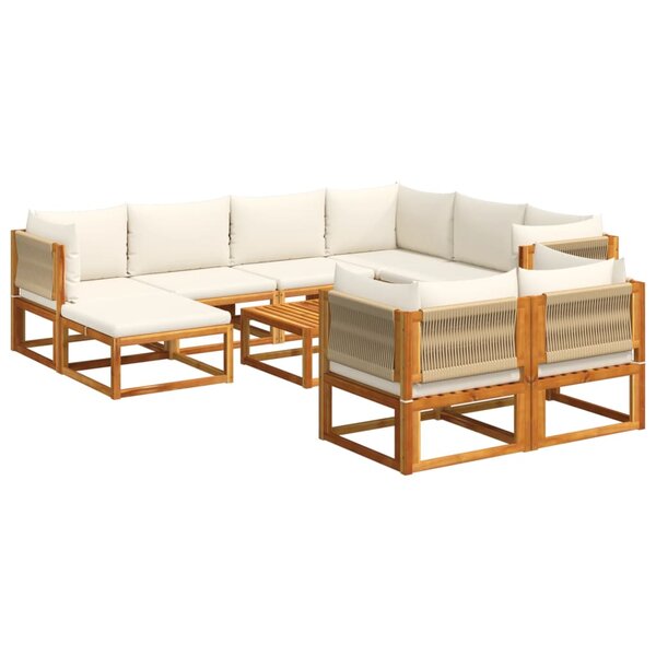 vidaXL Salon de jardin avec coussins 10 Pièces bois d'acacia solide