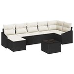 vidaXL Ensemble de canapés de jardin 7 pièces avec coussins marron en poly rattan