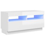 vidaXL Meuble TV avec lumières LED blanc brillant 80x35x40 cm