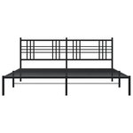 vidaXL Cadre de lit métal sans matelas avec tête de lit noir 200x200cm