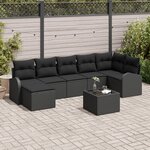 vidaXL Ensemble de Canapé de Jardin 8 Pièces avec Coussins Beige en Poly Rotin