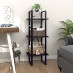 vidaXL Bibliothèque à 3 niveaux noir 40x30x105 cm bois d'ingénierie