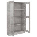 vidaXL Armoire à vitrine Gris béton 82 5x30 5x150 cm Bois d'ingénierie