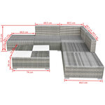 Salon de jardin meuble d'extérieur ensemble de mobilier 6 pièces avec coussins résine tressée gris 02_0016874
