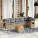 vidaXL Salon de jardin avec coussins 7 Pièces beige résine tressée