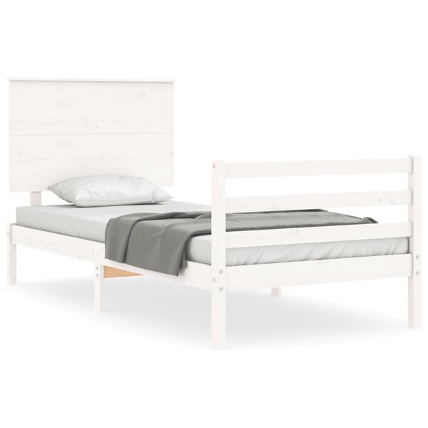 vidaXL Cadre de lit sans matelas blanc bois massif