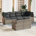 vidaXL Ensemble Canapé de Jardin 7 Pièces avec Coussins en Rattan Poly Gris