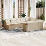 vidaXL Salon de jardin 11 Pièces avec coussins beige résine tressée