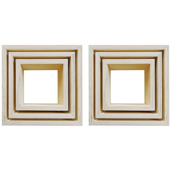 6 blocs de 3 petites étagères carrées en bois 22  18 et 14 cm
