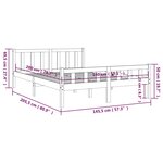 vidaXL Cadre de lit Gris Bois massif 140x200 cm