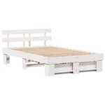 vidaXL Cadre de lit avec tiroirs Blanc 135x190 cm Bois de pin massif