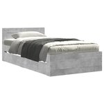 vidaXL Cadre de lit tête de lit gris béton 90x190 cm bois ingénierie