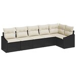 vidaXL Ensemble de Salle à Manger de Jardin en 6 Pièces avec Coussins Noir Poly Rattan