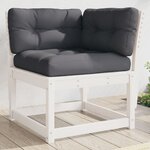 vidaXL Canapé d'angle de jardin et coussins blanc bois de pin massif