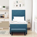 vidaXL Lit Box Spring avec Matelas & Banc Bleu Foncé 90x200 cm Velours