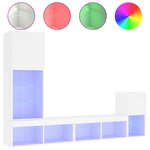 vidaXL Unités murales TV avec LED 4 Pièces blanc bois d'ingénierie