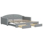 vidaXL Lit de jour avec gigogne et tiroirs gris clair 100x200 cm tissu