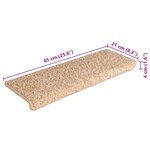 vidaXL Tapis d'escalier 15 Pièces Doré 65x21x4cm