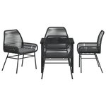 vidaXL Ensemble de Salle à Manger de Jardin de 5 Pièces avec Coussins en Rattan Poly Noir