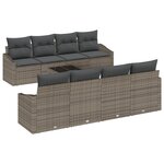 vidaXL Ensemble Canapé de Jardin 7 Pièces Avec Coussins Gris