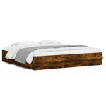 vidaXL Cadre de lit avec tiroirs sans matelas chêne fumé 160x200 cm