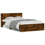 vidaXL Cadre de lit avec tête de lit chêne fumé 135x190 cm
