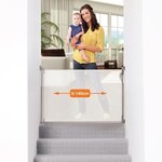 Barrière de sécurité rétractable - A visser - Ouverture à double sens- Cadre jusqu'à 140 cm -2 kits montage inclus-