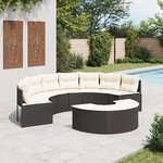 vidaXL Salon de jardin 2 Pièces demi-rond noir résine tressée