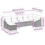 vidaXL Ensemble de Canapé de Jardin 7 Pièces avec Coussins Gris Clair Rattan Poly
