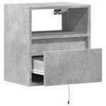 vidaXL Meuble TV mural avec lumières LED gris béton 41x31x45 cm