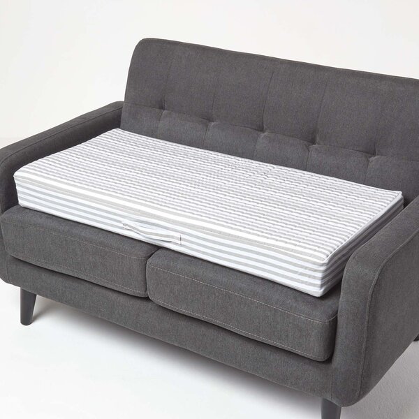 Coussin d'assise déhoussable pour canapé 2 places en coton  Gris rayé - HOMESCAPES