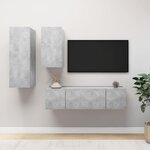 vidaXL Ensemble de meubles TV 4 Pièces Gris béton Bois d'ingénierie