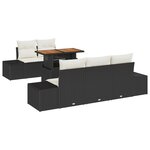 vidaXL Ensemble de Salle à Manger de Jardin de 6 pièces avec Coussins Noir Rattan Poly Acacia
