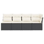 vidaXL Canapé de jardin avec coussins 4 places noir résine tressée