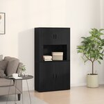 vidaXL Haut placard Noir Chêne 80x33x150 cm Bois d'ingénierie