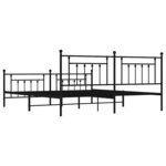 vidaXL Cadre de lit métal sans matelas avec pied de lit noir 193x203cm