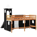 vidaXL Lit mezzanine enfants avec tour blanc/noir 80x200cm pin massif